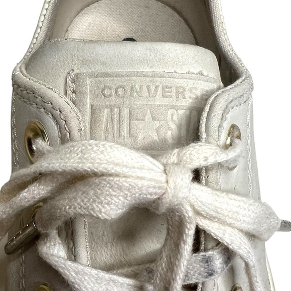Converse Leather All Star Blocked Nubuck Patent Leather Heel Grey White Size 7 - Picture 2 of 11
